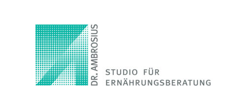 Logo von Dr. Ambrosius, Studio für Ernährungsberatung, mit modernem Design und einer Kombination aus blaugrünen und grauen Farbtönen.